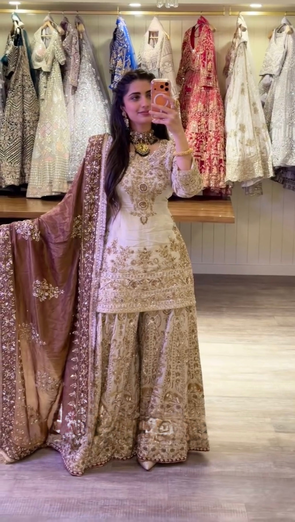 Natural Silk Embroidered Sharara Set