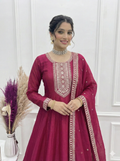 Pure Vichitra Silk Fully Flared Anarkali Gown Set