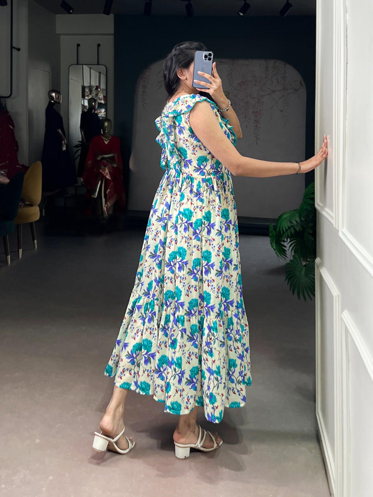 Floral Maslin Silk Ethnic Frock