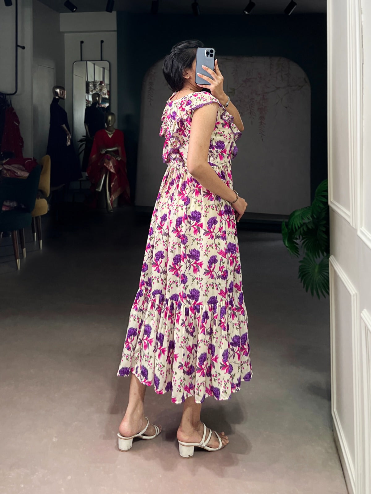 Floral Maslin Silk Ethnic Frock