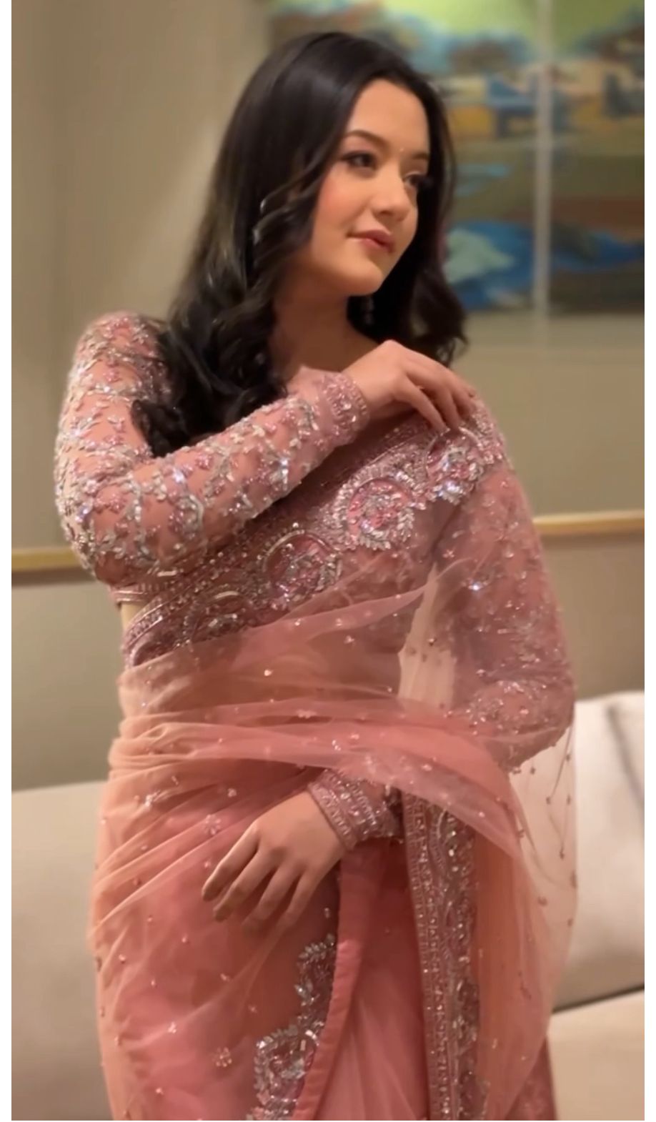 Premium Butterfly Net Embroidered Saree