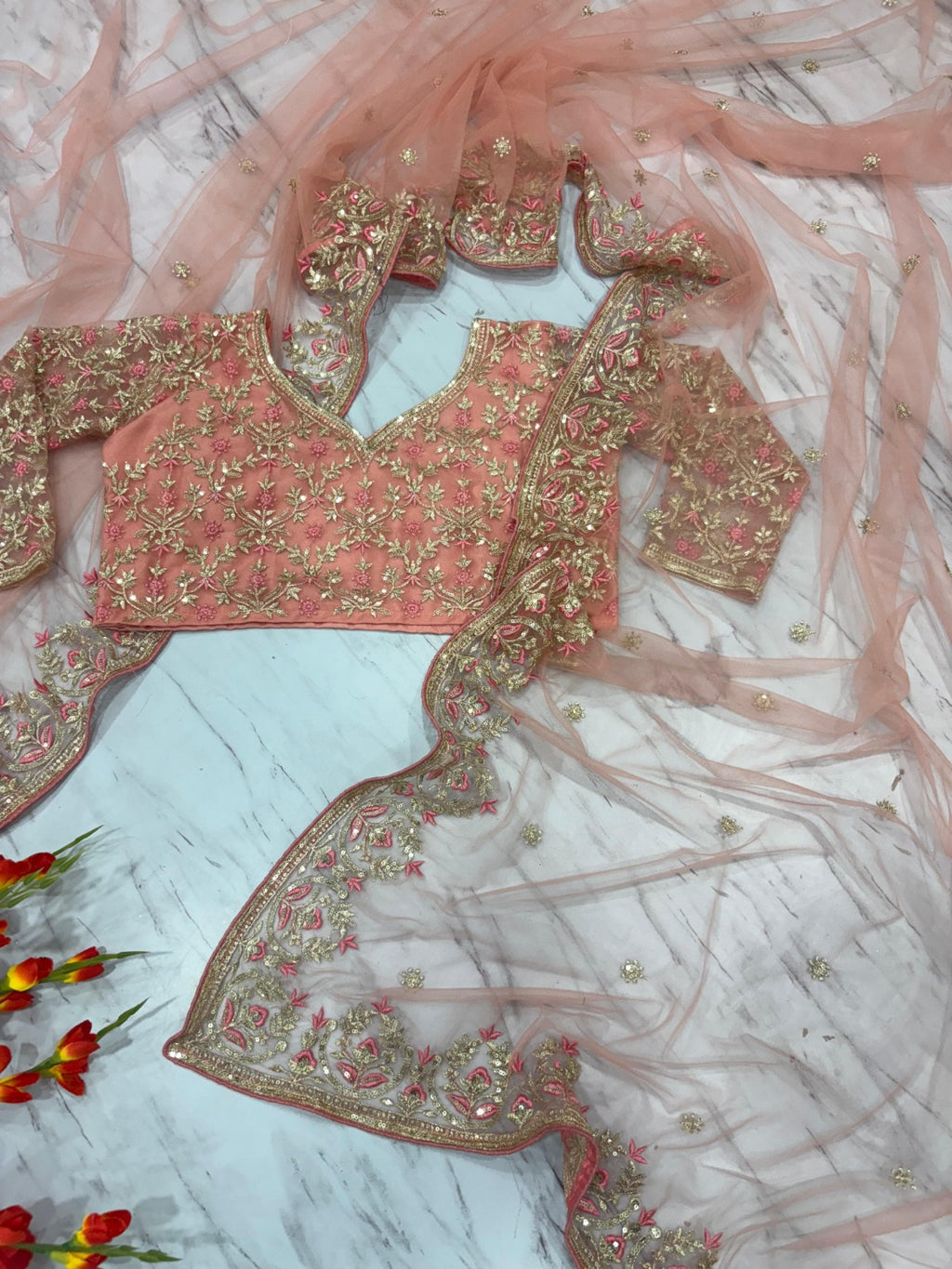 Premium Butterfly Net Embroidered Saree