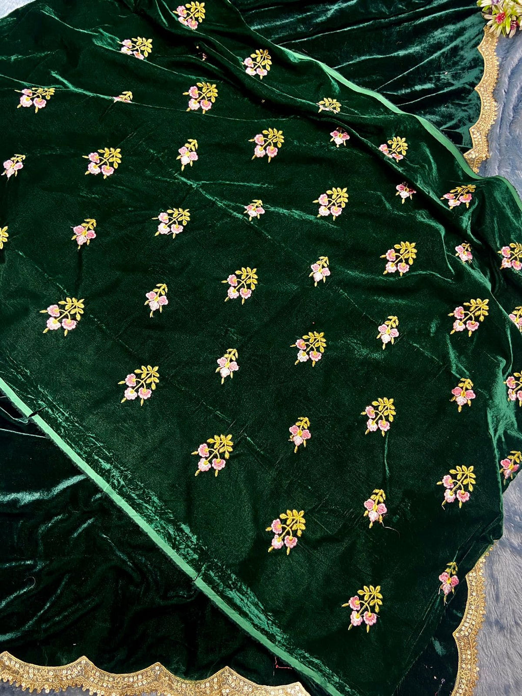 Premium Velvet Ready-to-Wear Saree Set