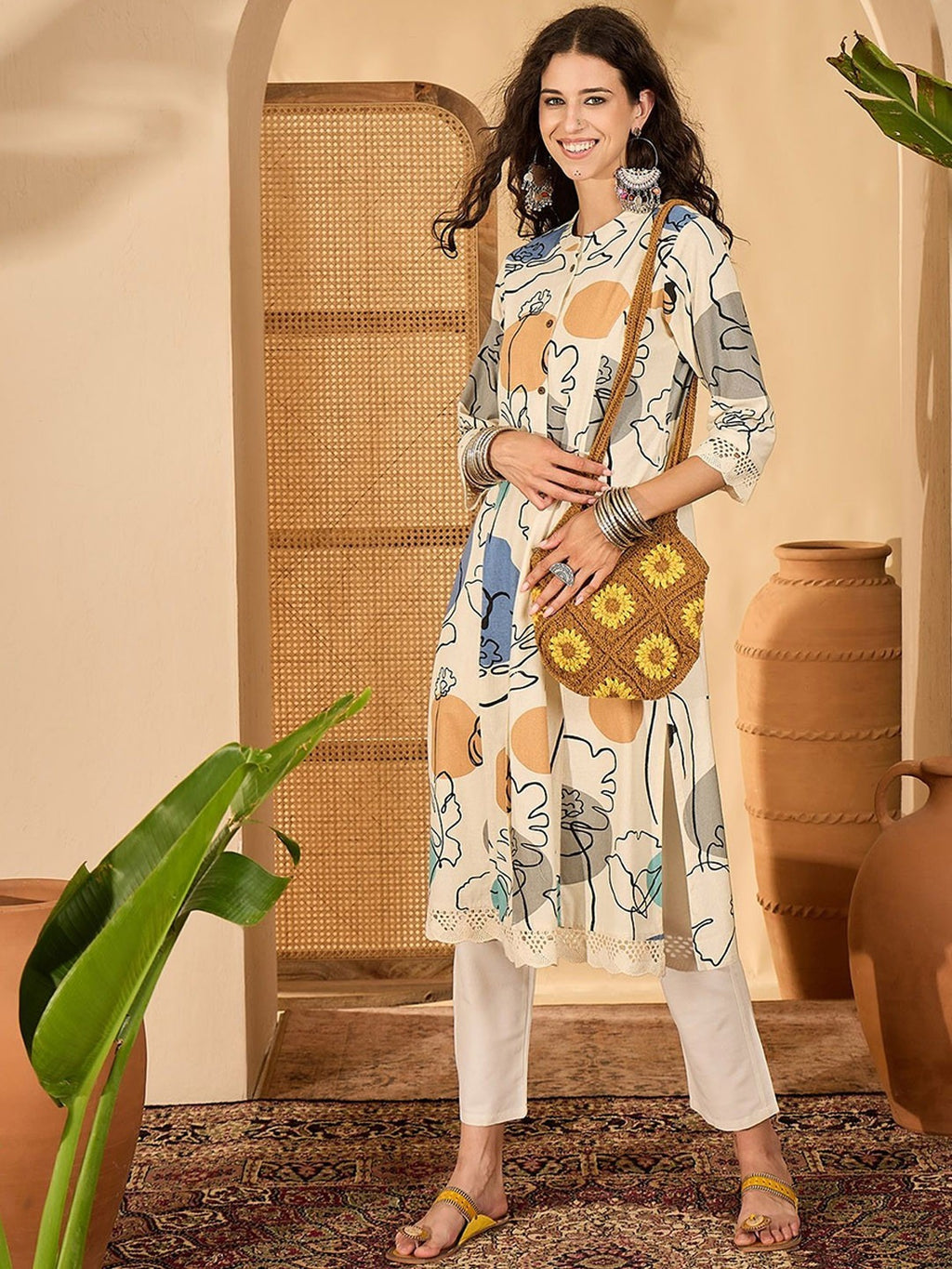 Rayon Printed Straight Kurti