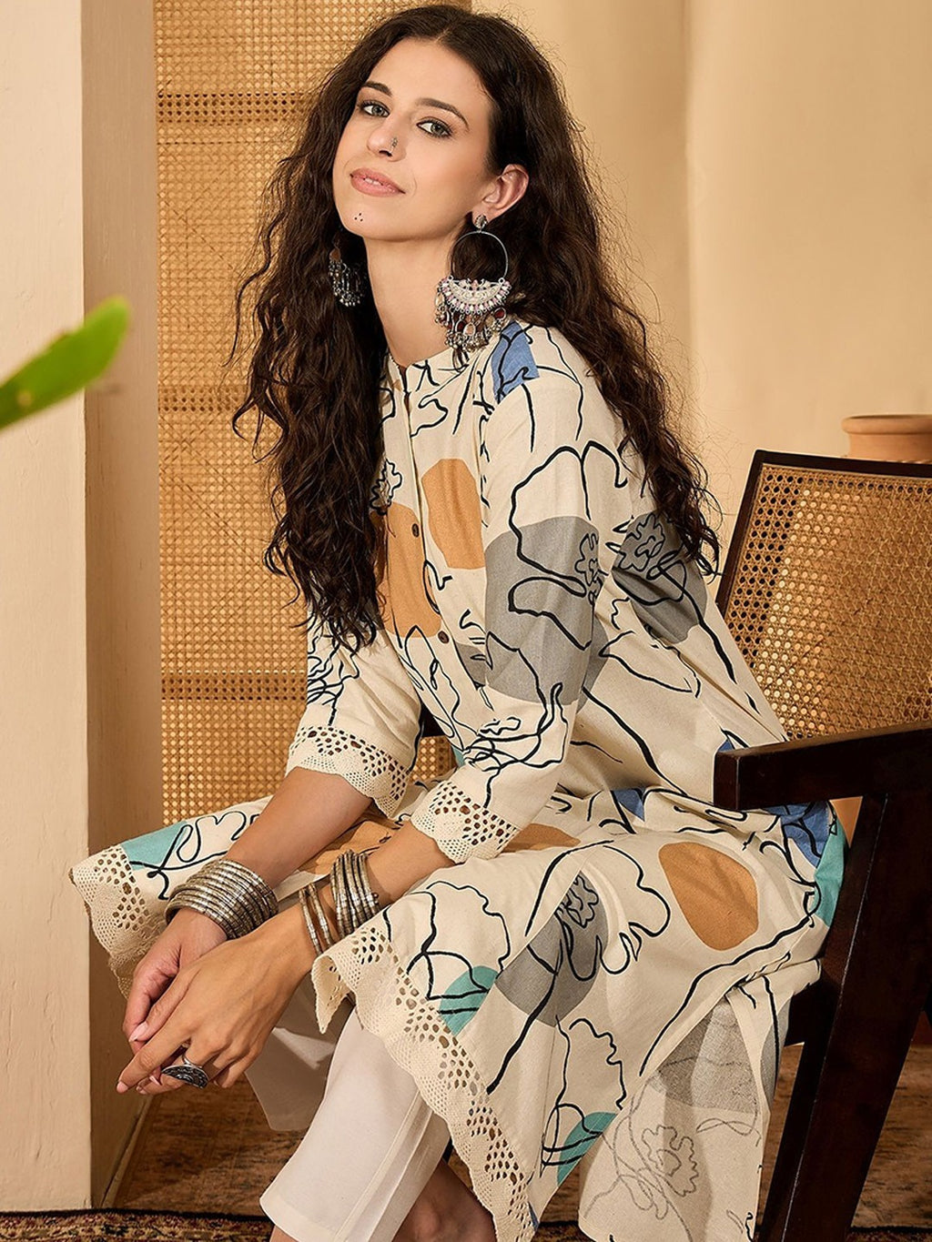 Rayon Printed Straight Kurti