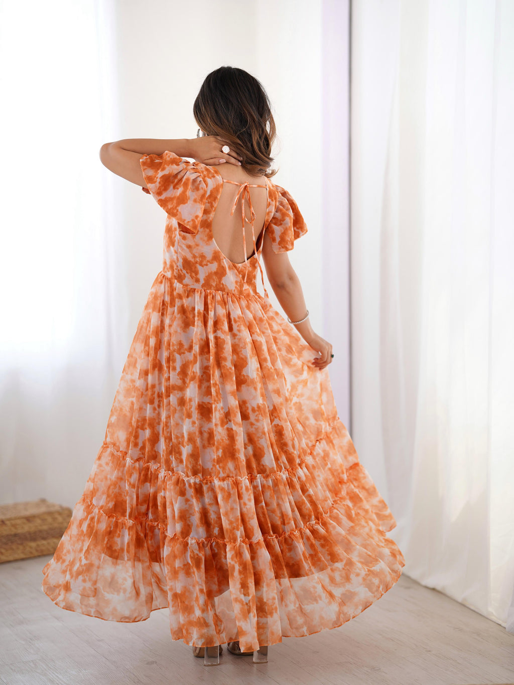 Ethereal Clouds Faux Georgette Flairy Kurti