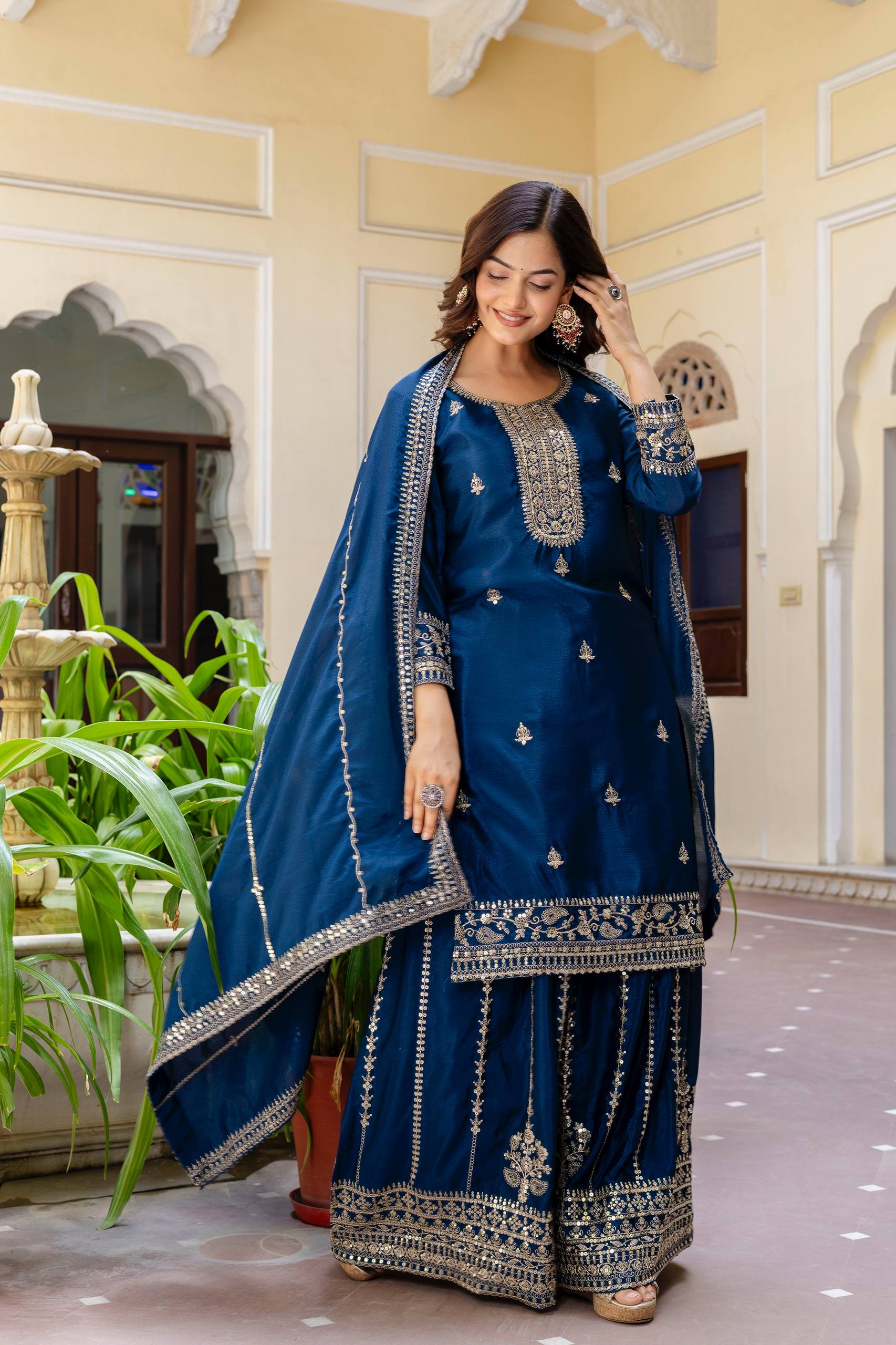 Embroidered Kurti Plazo Set