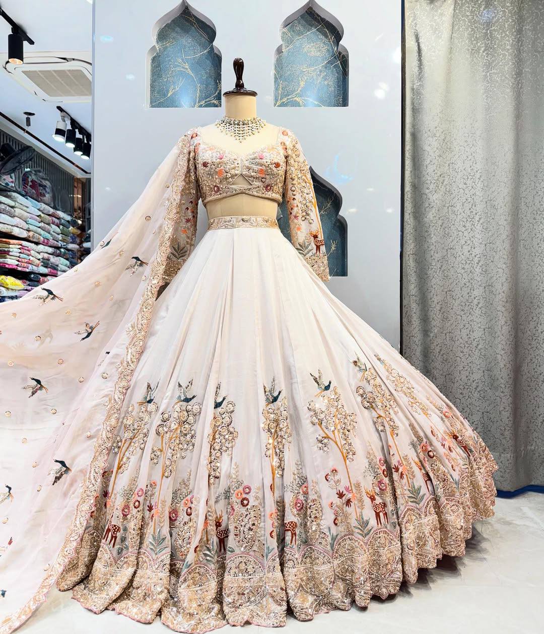 Faux Georgette Flared Lehenga Set