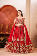 Royal Red Faux Georgette Bridal Lehenga Choli