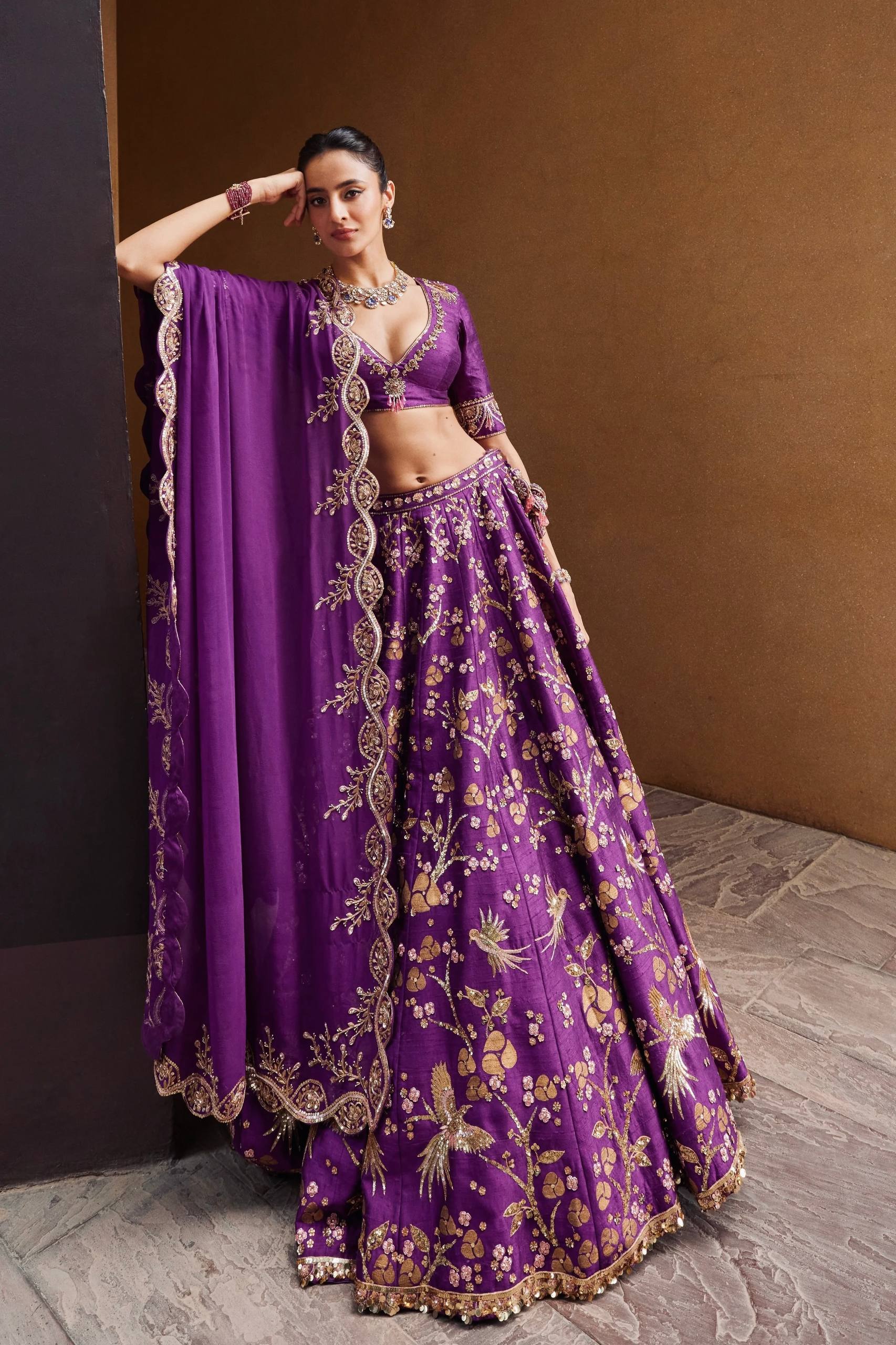 Royal Purple Thai Silk Lehenga Choli Set