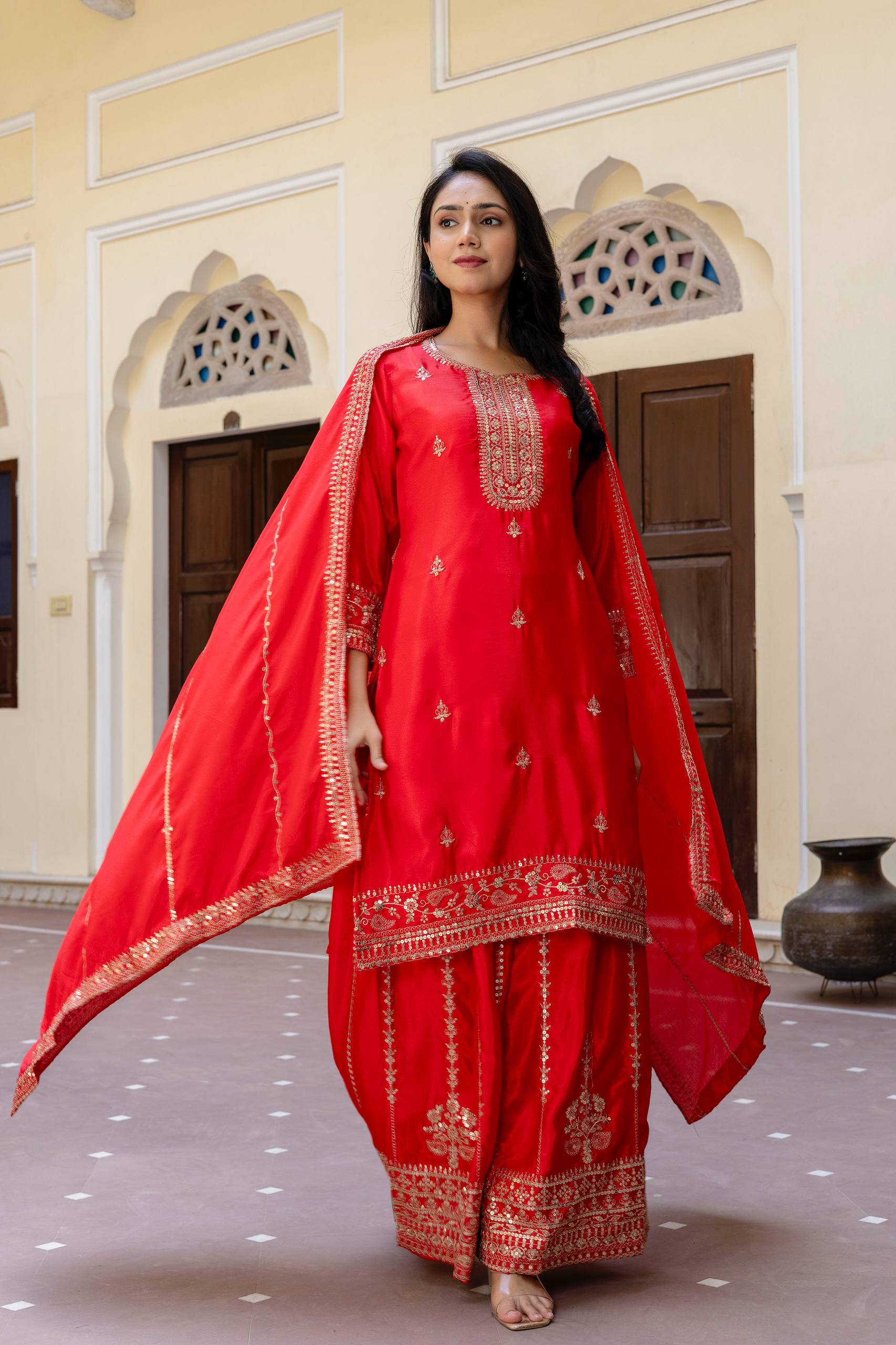 Embroidered Kurti Plazo Set