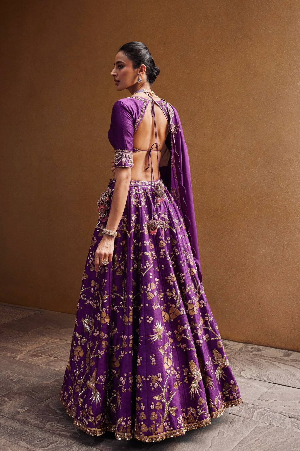 Royal Purple Thai Silk Lehenga Choli Set