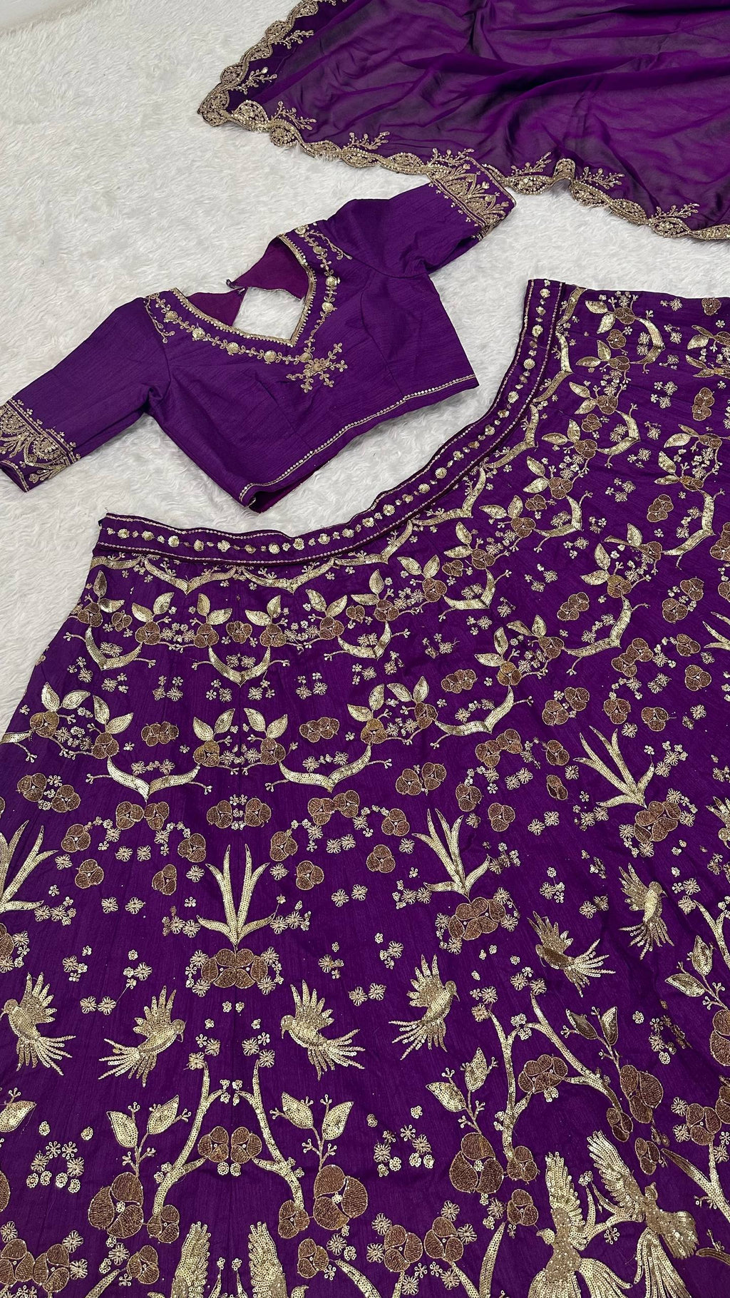 Royal Purple Thai Silk Lehenga Choli Set