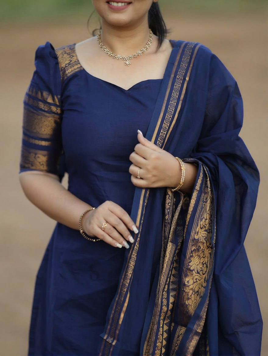 Kanchi Cotton Jacquard Kurta Dupatta Set