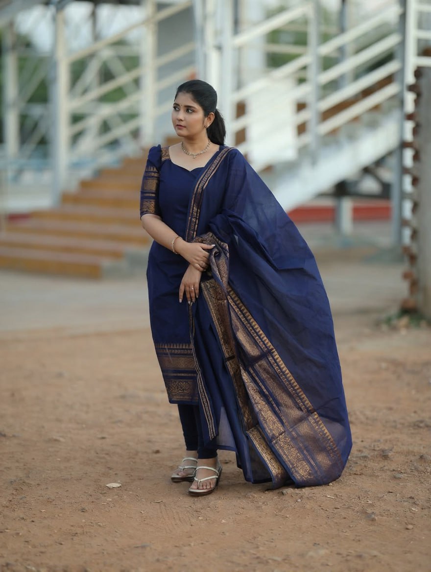 Kanchi Cotton Jacquard Kurta Dupatta Set