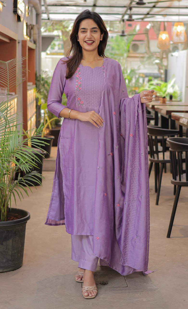 Elegant Straight Kurti Pant & Dupatta Set