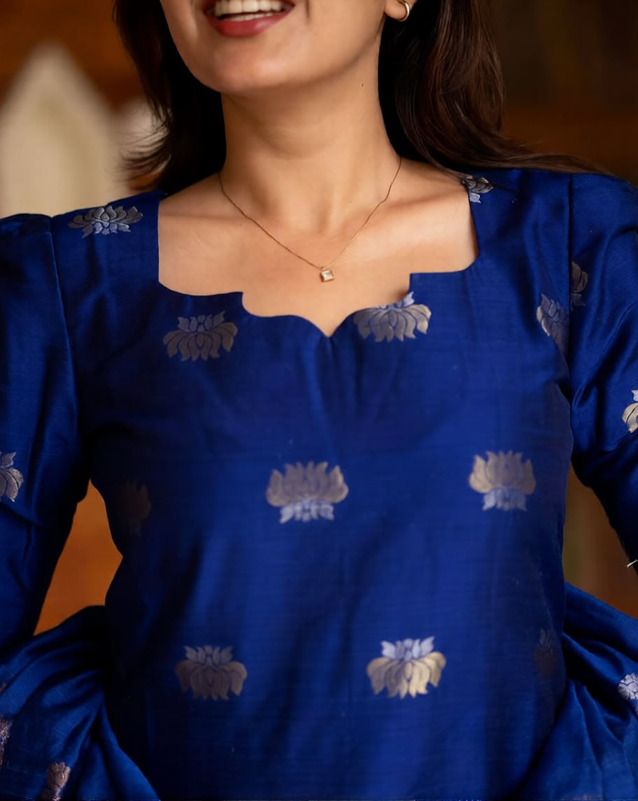 Kanchi Cotton Calf-Length Straight Kurta Set with Dupatta