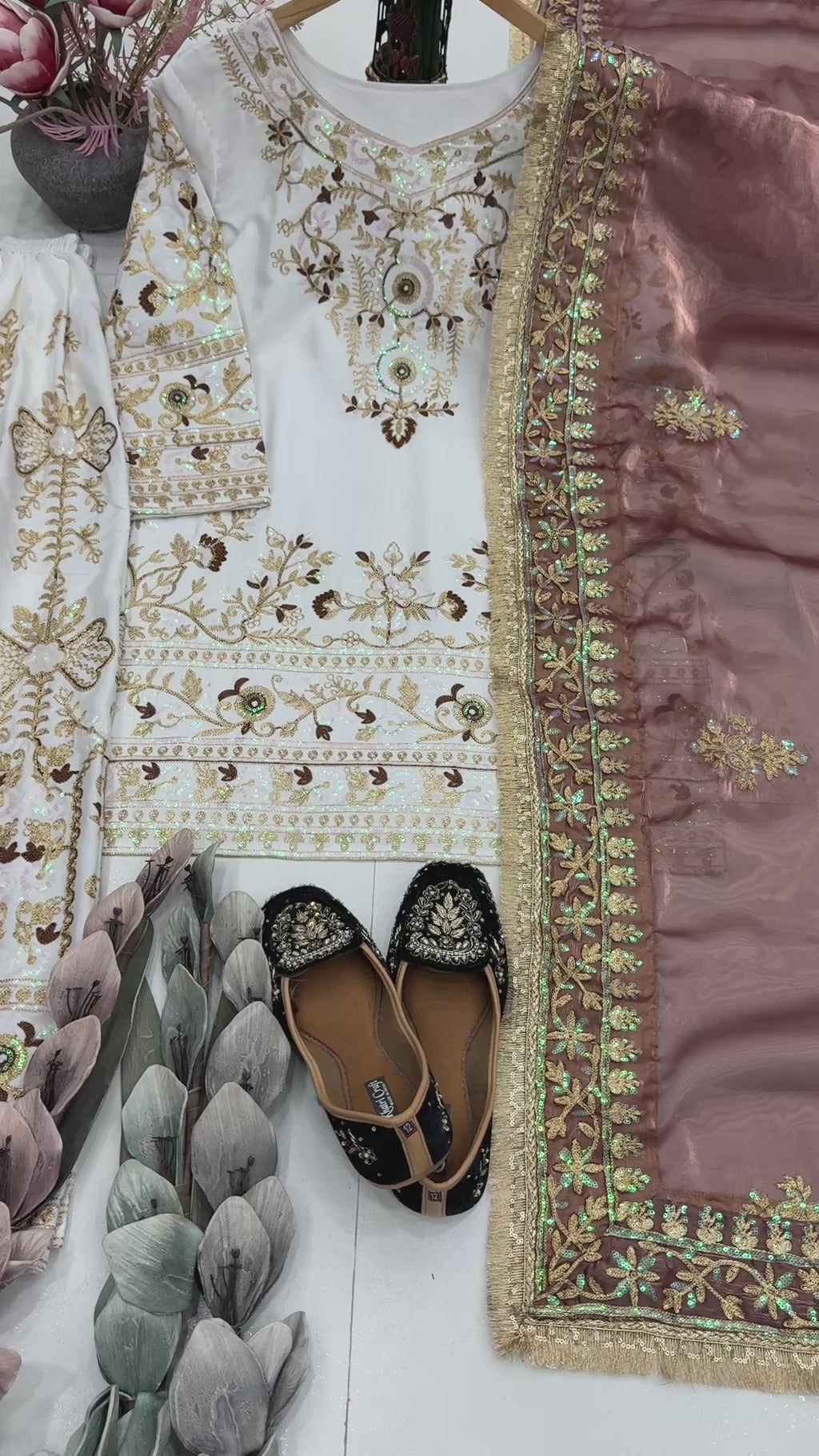 Natural Silk Embroidered Sharara Set