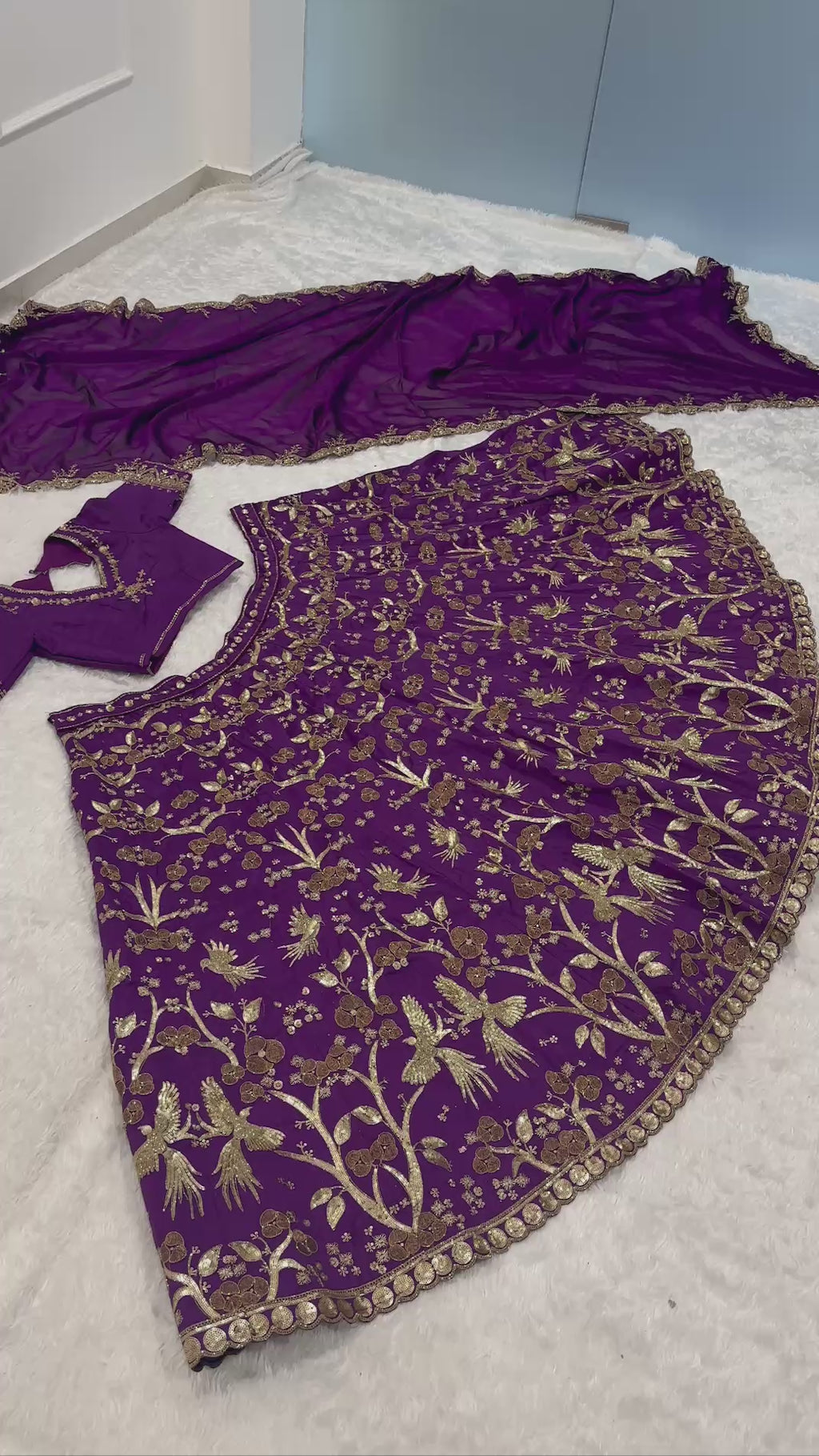 Royal Purple Thai Silk Lehenga Choli Set
