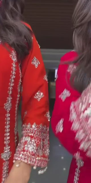 Embroidered Chinnon Silk Top Plazo & Dupatta Set