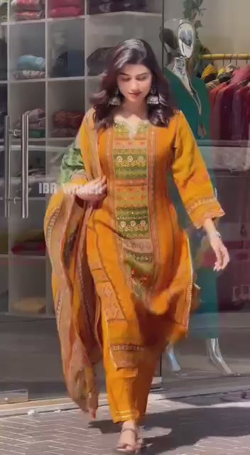 Faux Georgette Digital Print Handwork Salwar Suit