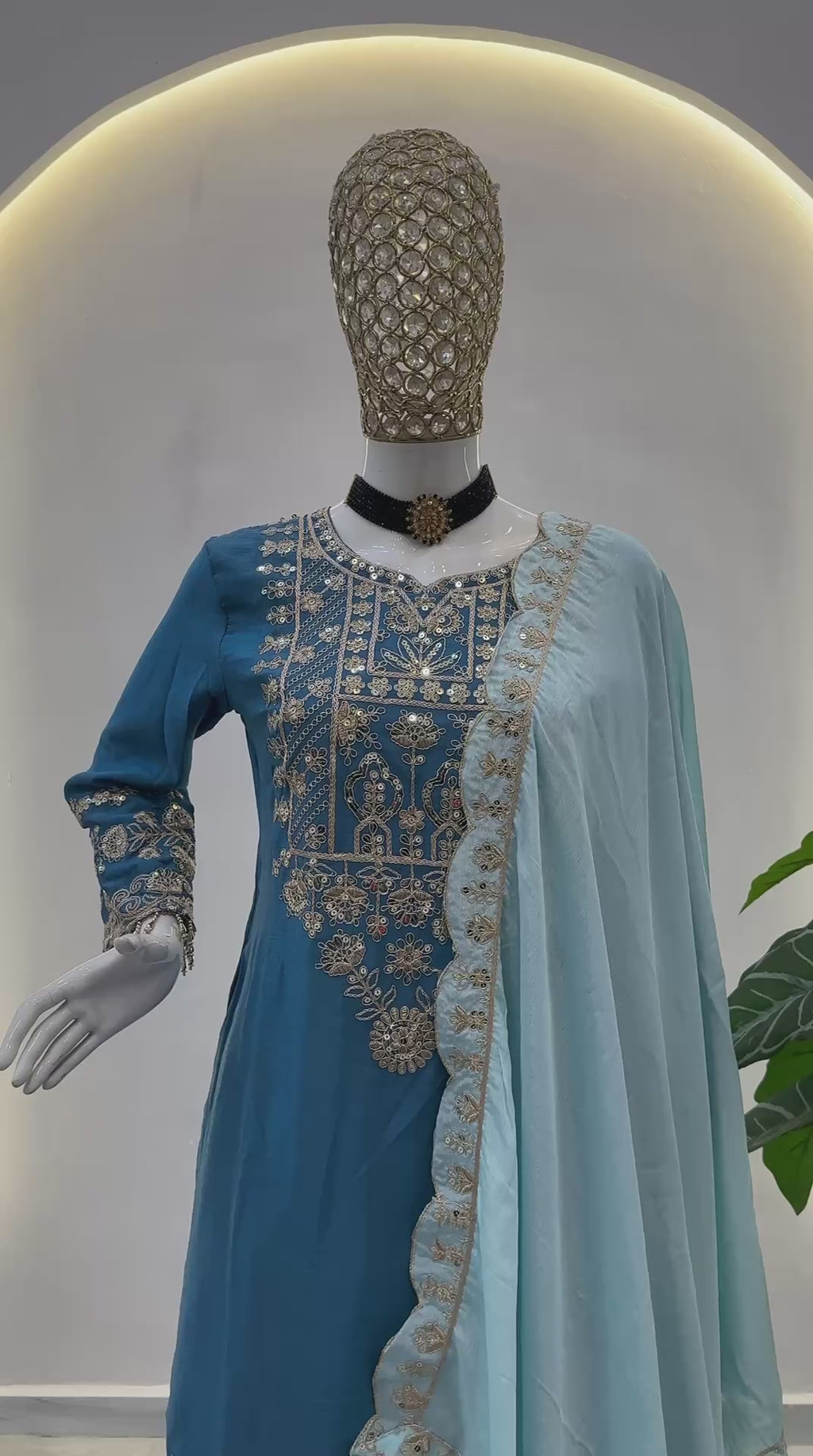 Chinon Silk Embroidered Designer Sharara Set