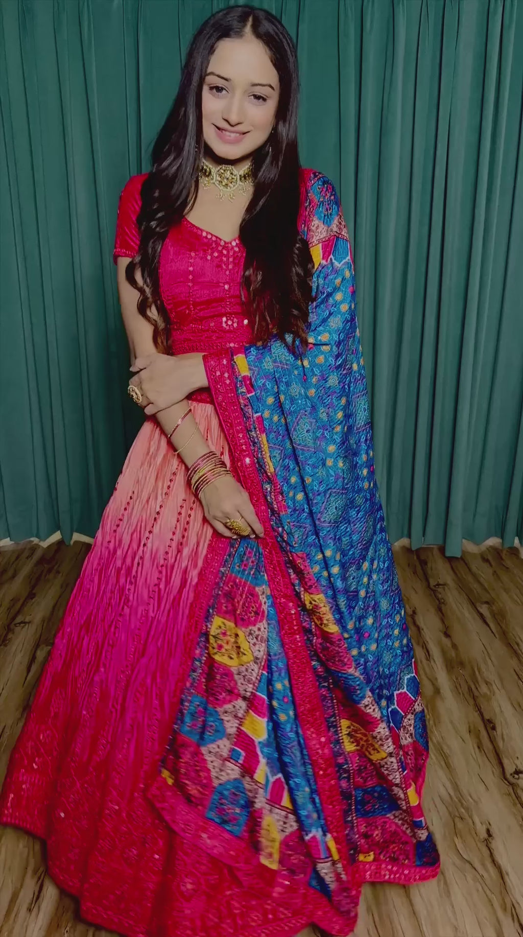 Chinon Silk Sequins Lehenga Set