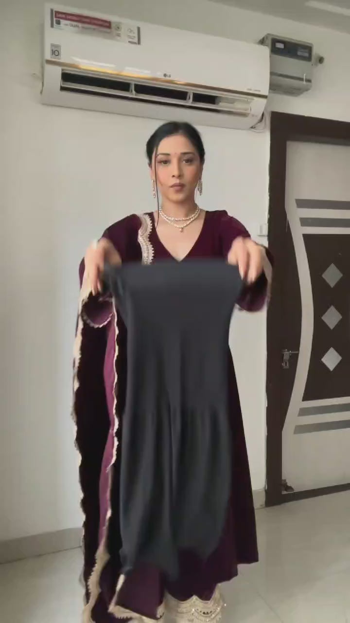 Premium Velvet Ready-to-Wear Saree Set