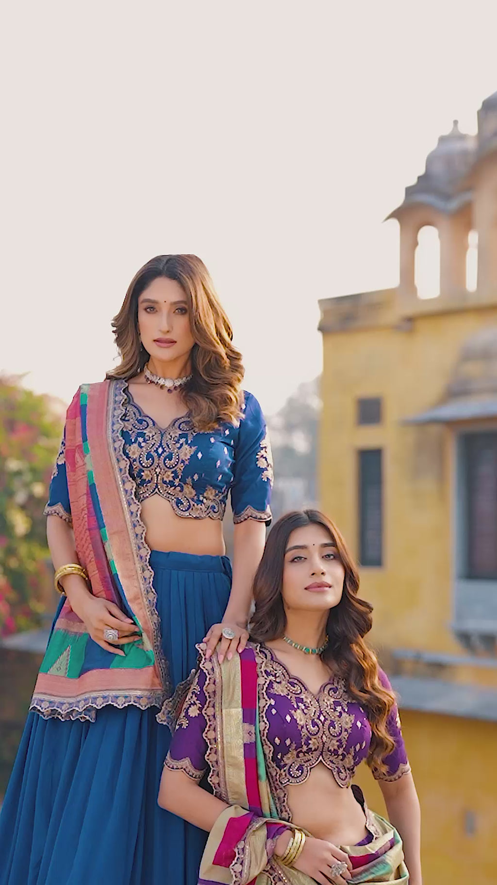 Vichitra Silk Embroidered Lehenga Choli Set