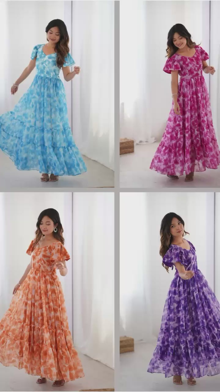 Ethereal Clouds Faux Georgette Flairy Kurti