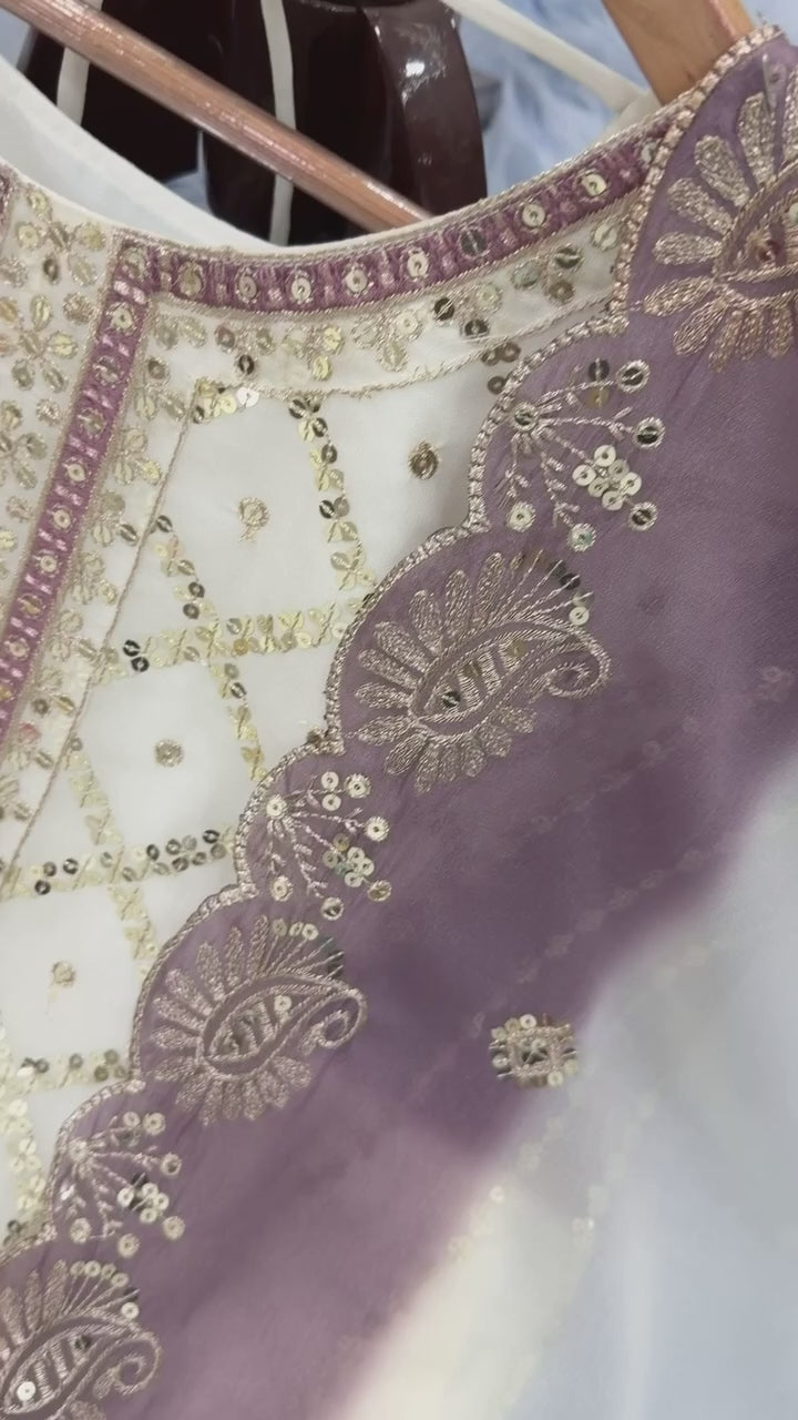 Designer Dual-Tone Georgette Top Plazo & Dupatta Set